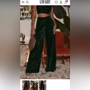 12th Tribe green velvet pants